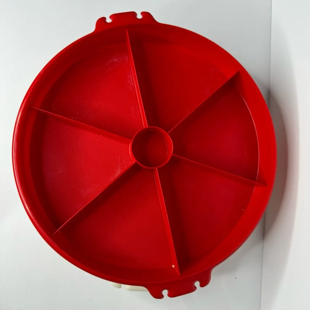 Tupperware‎ Red and White Vegetable Cookie Tray Relish To Go Dishes Set of 2